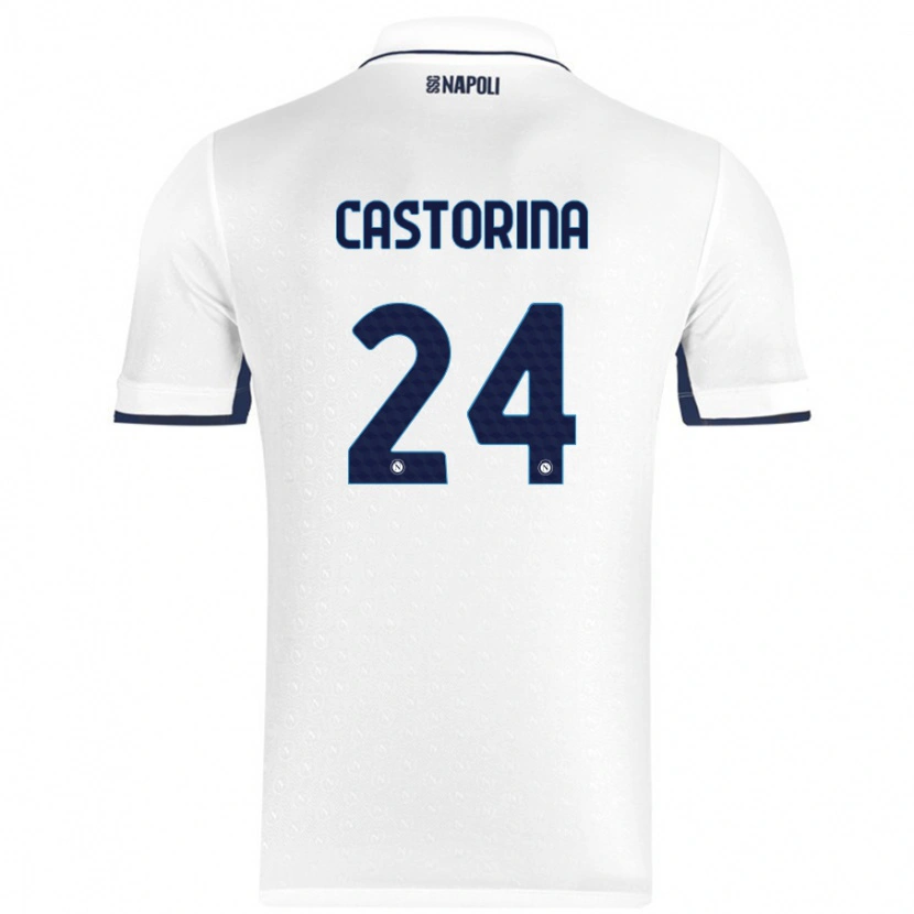 Danxen Hombre Camiseta Alessandro Castorina #24 Blanco Azul Real 2ª Equipación 2024/25 La Camisa