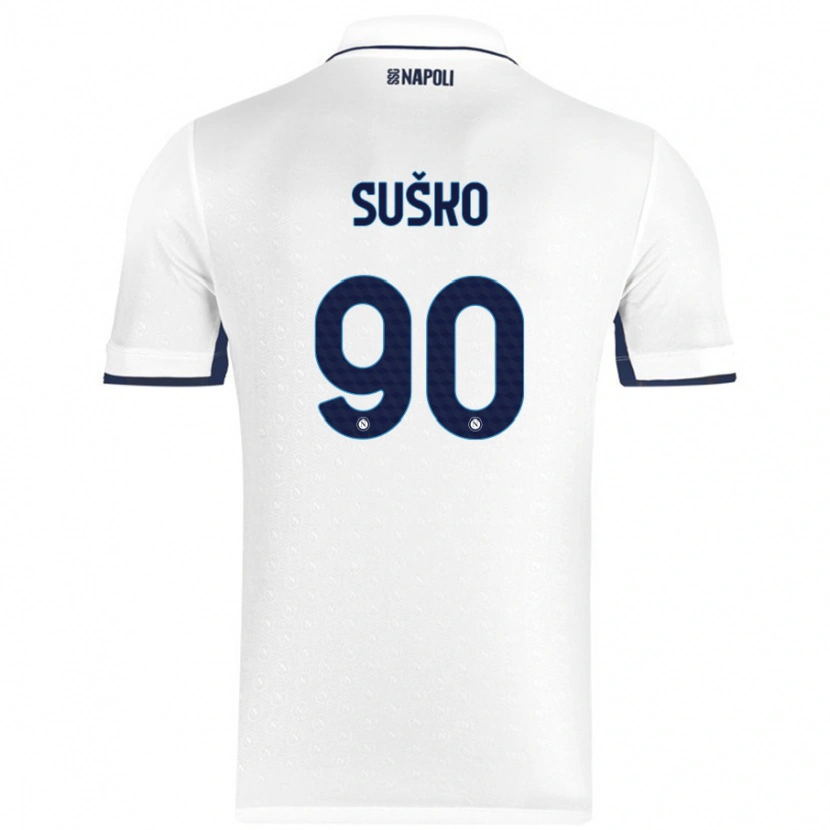 Danxen Hombre Camiseta Daniel Suško #90 Blanco Azul Real 2ª Equipación 2024/25 La Camisa