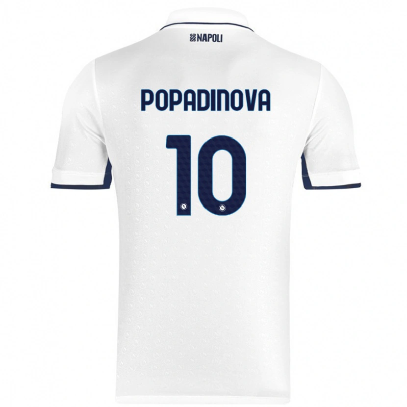 Danxen Hombre Camiseta Evdokiya Popadinova #10 Blanco Azul Real 2ª Equipación 2024/25 La Camisa