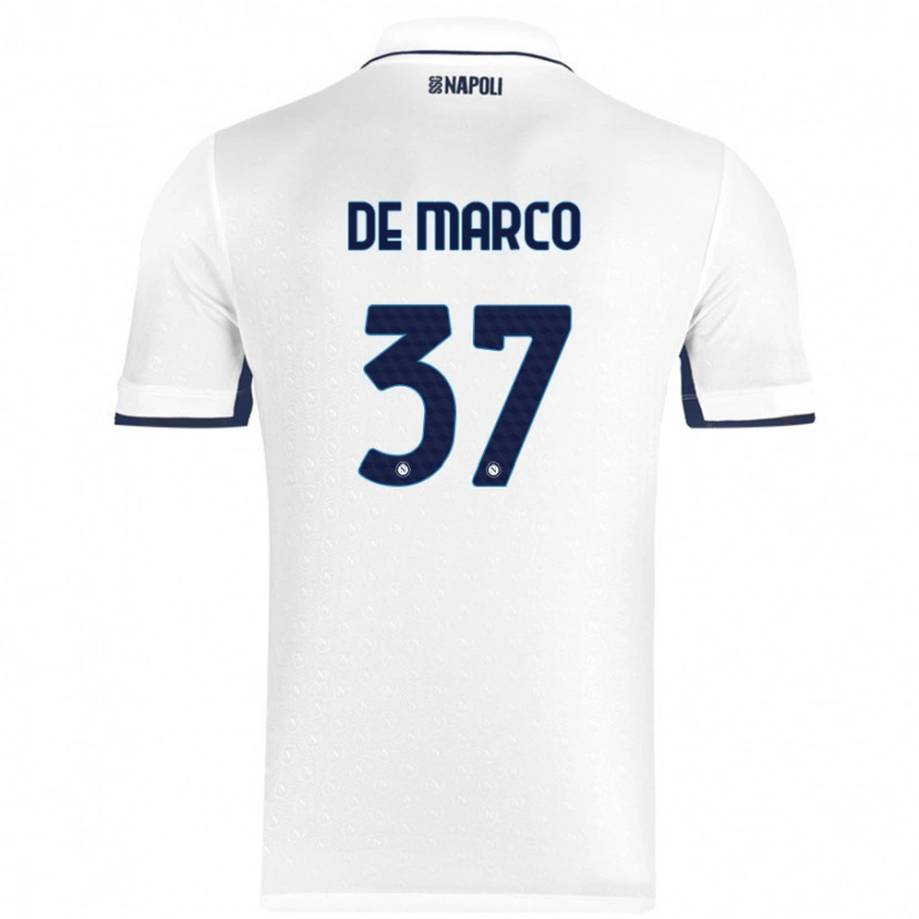 Danxen Hombre Camiseta Francesco De Marco #37 Blanco Azul Real 2ª Equipación 2024/25 La Camisa