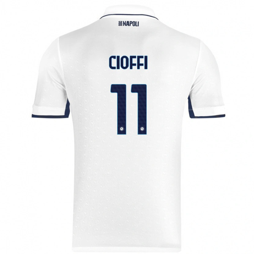 Danxen Hombre Camiseta Antonio Cioffi #11 Blanco Azul Real 2ª Equipación 2024/25 La Camisa