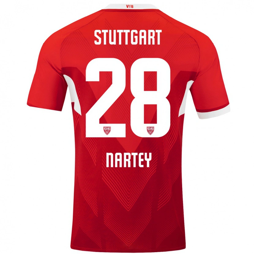 Danxen Hombre Camiseta Nikolas Nartey #28 Rojo Blanco 2ª Equipación 2024/25 La Camisa