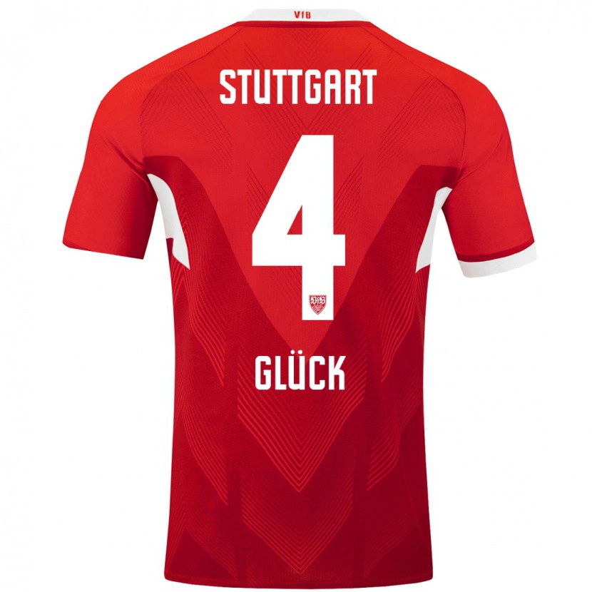 Danxen Hombre Camiseta Michael Glück #4 Rojo Blanco 2ª Equipación 2024/25 La Camisa