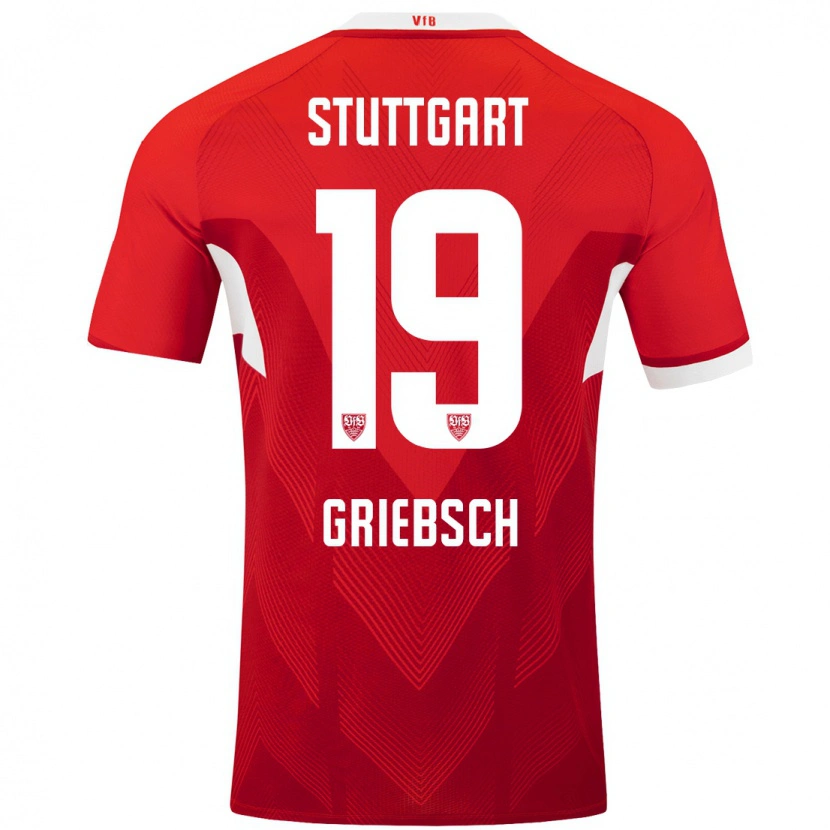 Danxen Hombre Camiseta Lukas Griebsch #19 Rojo Blanco 2ª Equipación 2024/25 La Camisa