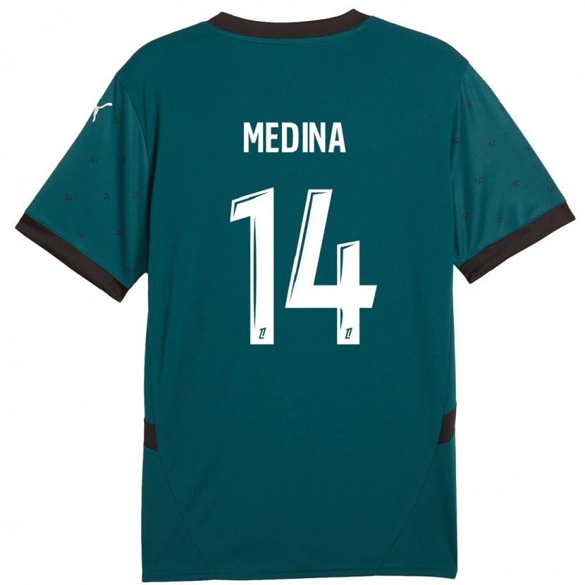 Danxen Hombre Camiseta Facundo Medina #14 Verde Oscuro 2ª Equipación 2024/25 La Camisa