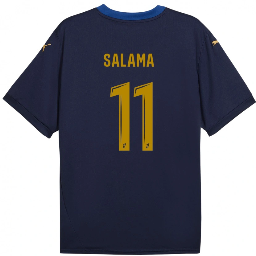 Danxen Hombre Camiseta Amine Salama #11 Azul Marino Dorado 2ª Equipación 2024/25 La Camisa