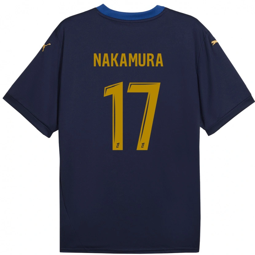 Danxen Hombre Camiseta Keito Nakamura #17 Azul Marino Dorado 2ª Equipación 2024/25 La Camisa