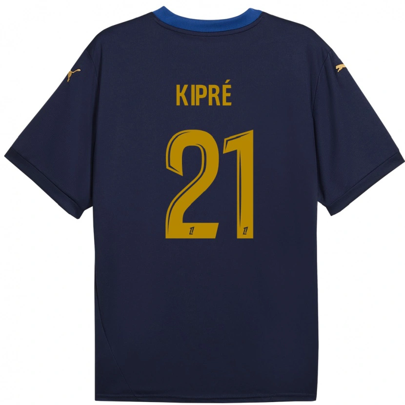 Danxen Hombre Camiseta Cédric Kipré #21 Azul Marino Dorado 2ª Equipación 2024/25 La Camisa