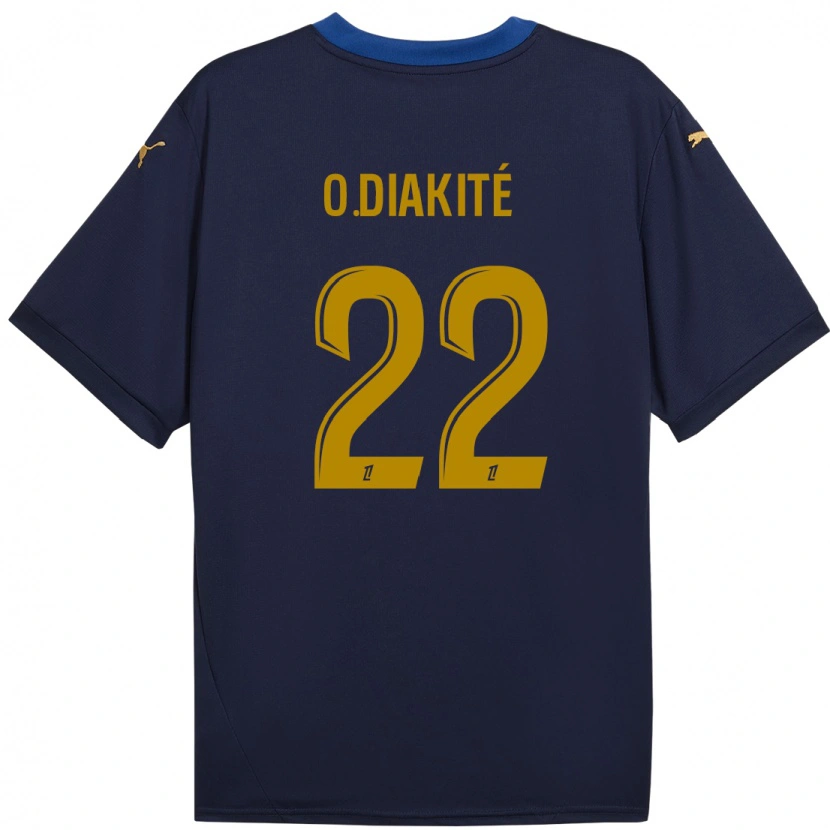 Danxen Hombre Camiseta Oumar Diakité #22 Azul Marino Dorado 2ª Equipación 2024/25 La Camisa