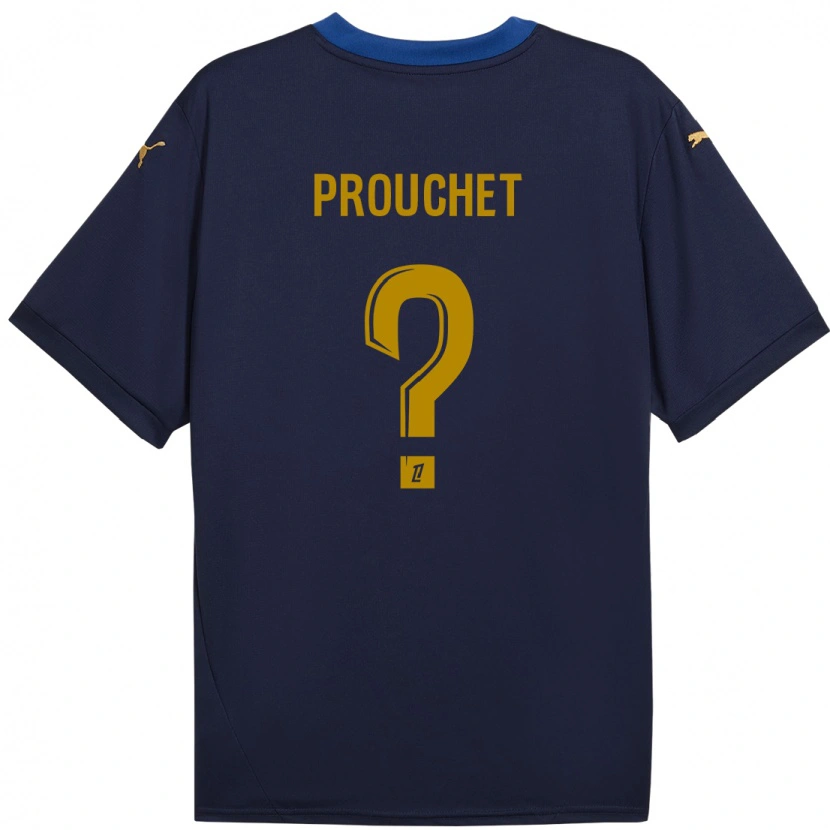 Danxen Hombre Camiseta Killian Prouchet #0 Azul Marino Dorado 2ª Equipación 2024/25 La Camisa