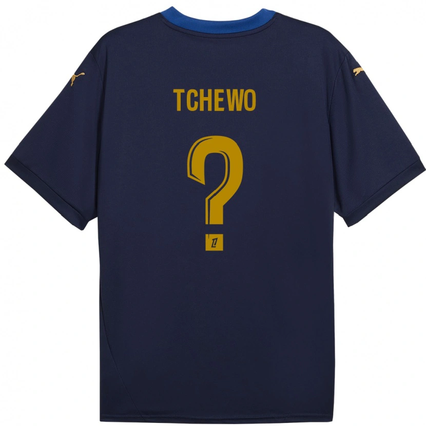 Danxen Hombre Camiseta Ryan Tchapda Tchewo #0 Azul Marino Dorado 2ª Equipación 2024/25 La Camisa