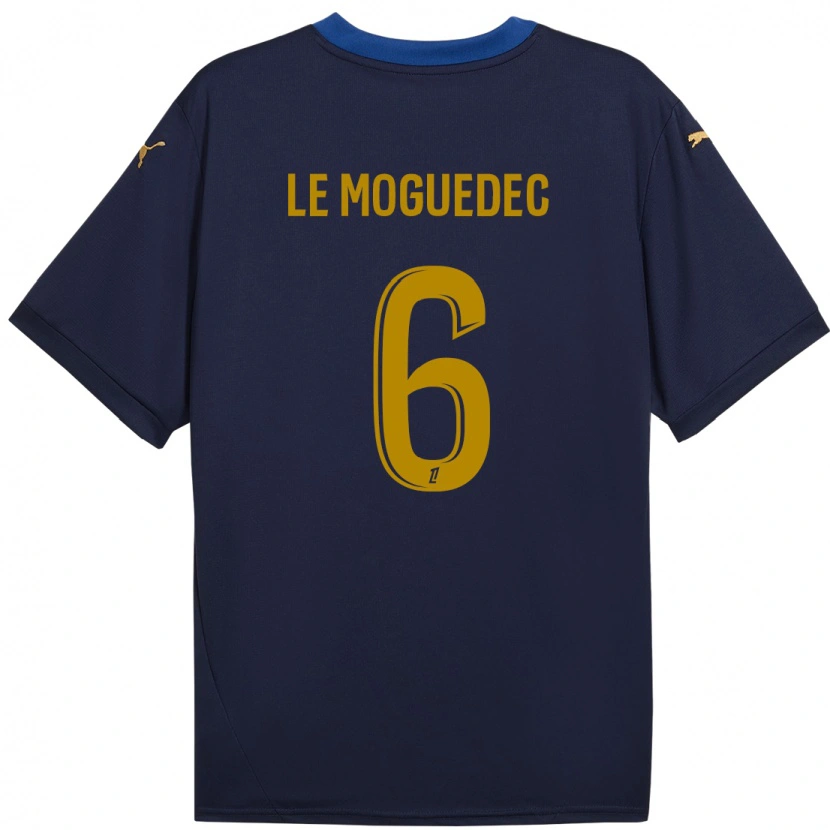 Danxen Hombre Camiseta Anaële Le Moguédec #6 Azul Marino Dorado 2ª Equipación 2024/25 La Camisa