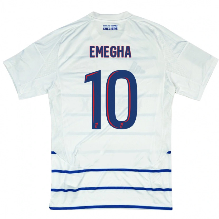 Danxen Hombre Camiseta Emanuel Emegha #10 Blanco Azul 2ª Equipación 2024/25 La Camisa