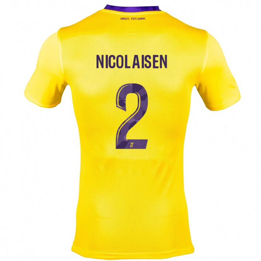 Danxen Hombre Camiseta Rasmus Nicolaisen #2 Amarillo Morado 2ª Equipación 2024/25 La Camisa