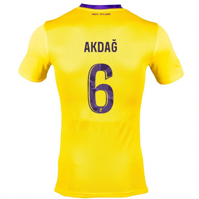 Danxen Hombre Camiseta Ümit Akdağ #6 Amarillo Morado 2ª Equipación 2024/25 La Camisa