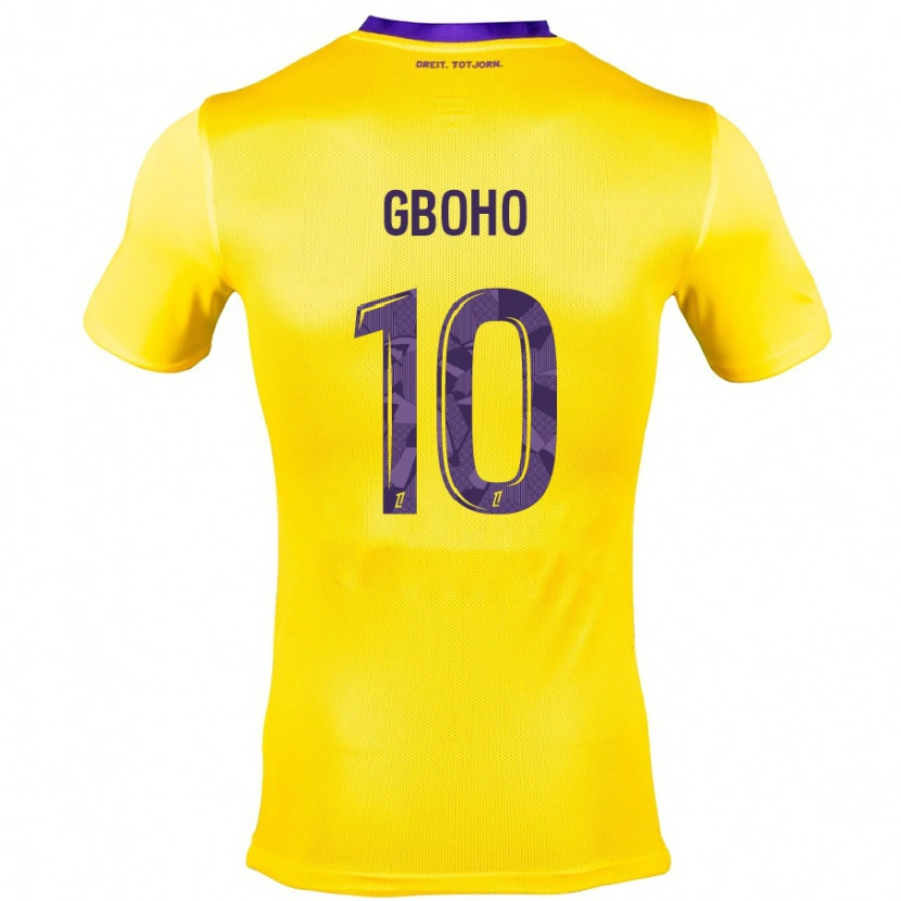 Danxen Hombre Camiseta Yann Gboho #10 Amarillo Morado 2ª Equipación 2024/25 La Camisa