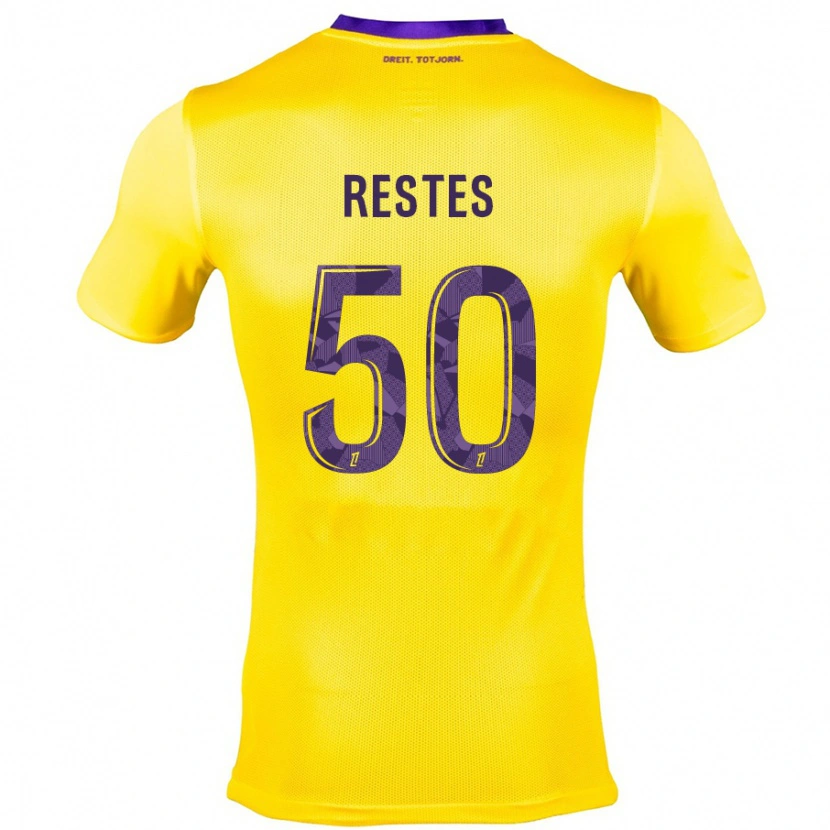 Danxen Hombre Camiseta Guillaume Restes #50 Amarillo Morado 2ª Equipación 2024/25 La Camisa