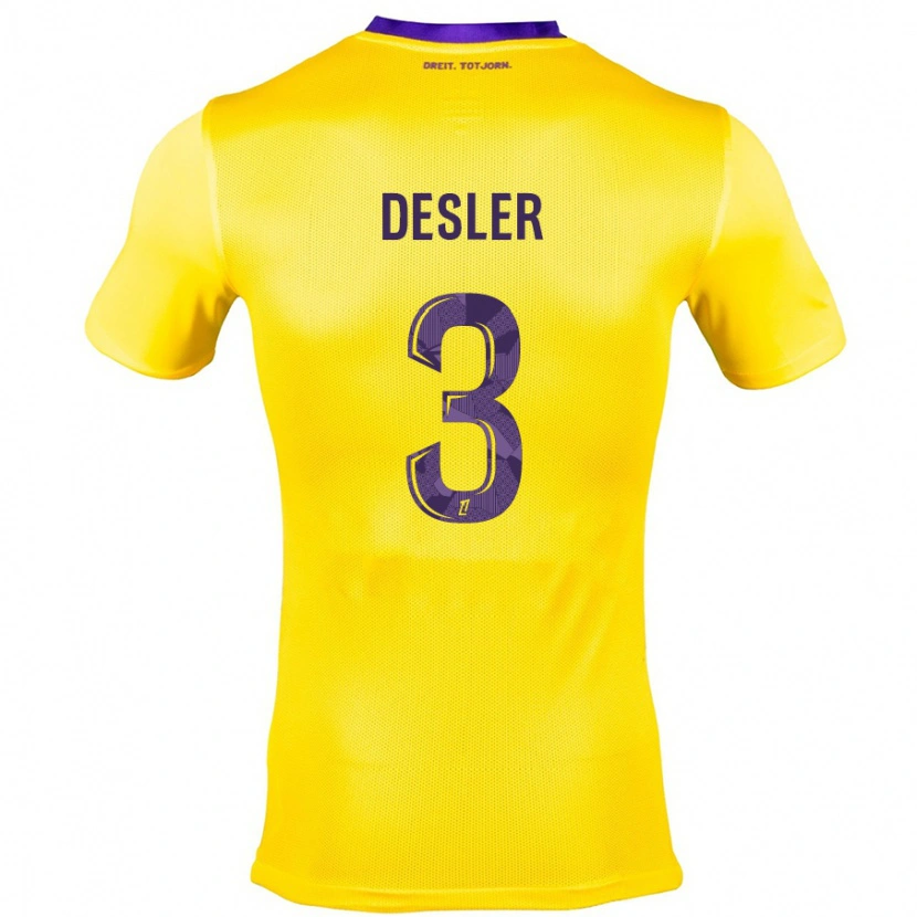 Danxen Hombre Camiseta Mikkel Desler #3 Amarillo Morado 2ª Equipación 2024/25 La Camisa