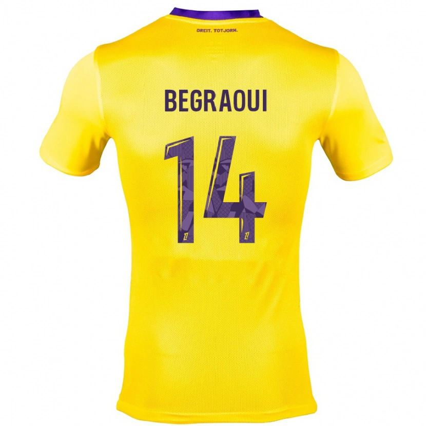 Danxen Hombre Camiseta Yanis Begraoui #14 Amarillo Morado 2ª Equipación 2024/25 La Camisa