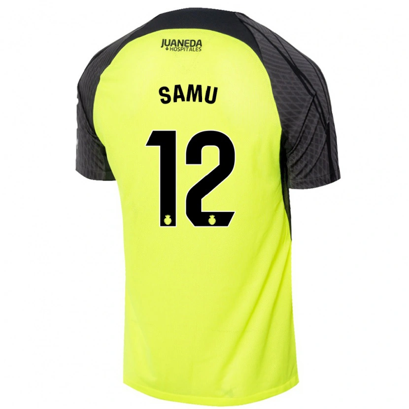 Danxen Hombre Camiseta Samú Costa #12 Verde Fluorescente Negro 2ª Equipación 2024/25 La Camisa