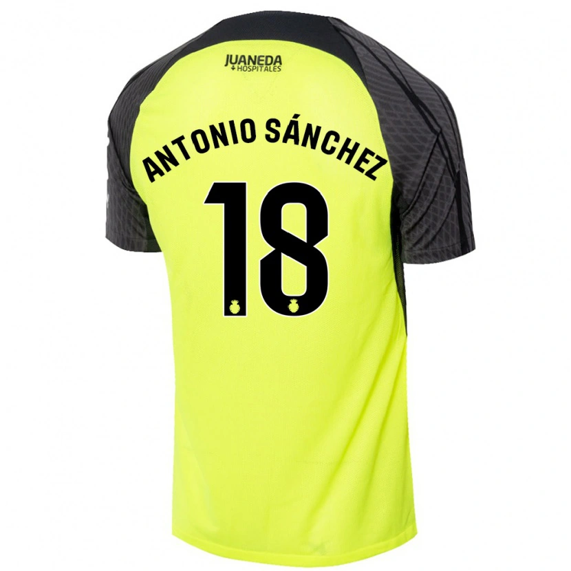 Danxen Hombre Camiseta Antonio Sánchez #18 Verde Fluorescente Negro 2ª Equipación 2024/25 La Camisa