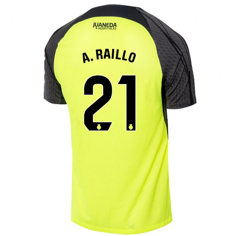 Danxen Hombre Camiseta Antonio Raíllo #21 Verde Fluorescente Negro 2ª Equipación 2024/25 La Camisa