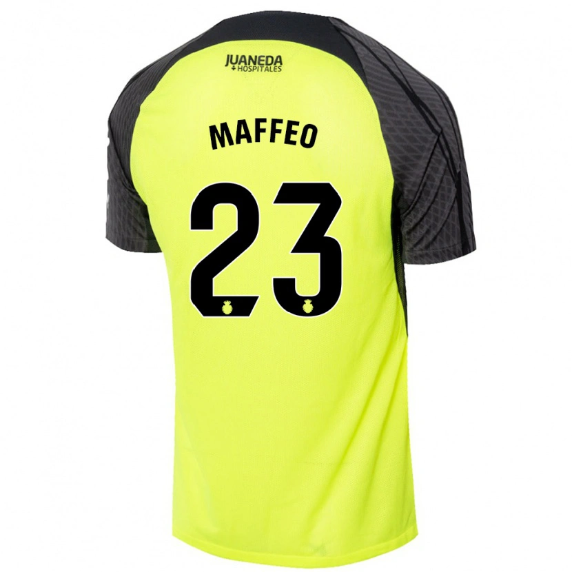 Danxen Hombre Camiseta Pablo Maffeo #23 Verde Fluorescente Negro 2ª Equipación 2024/25 La Camisa