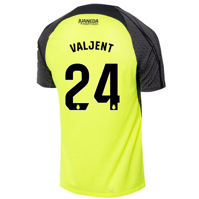 Danxen Hombre Camiseta Martin Valjent #24 Verde Fluorescente Negro 2ª Equipación 2024/25 La Camisa