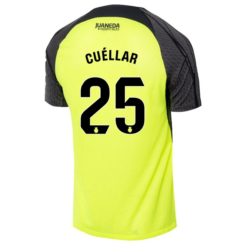 Danxen Hombre Camiseta Iván Cuéllar #25 Verde Fluorescente Negro 2ª Equipación 2024/25 La Camisa