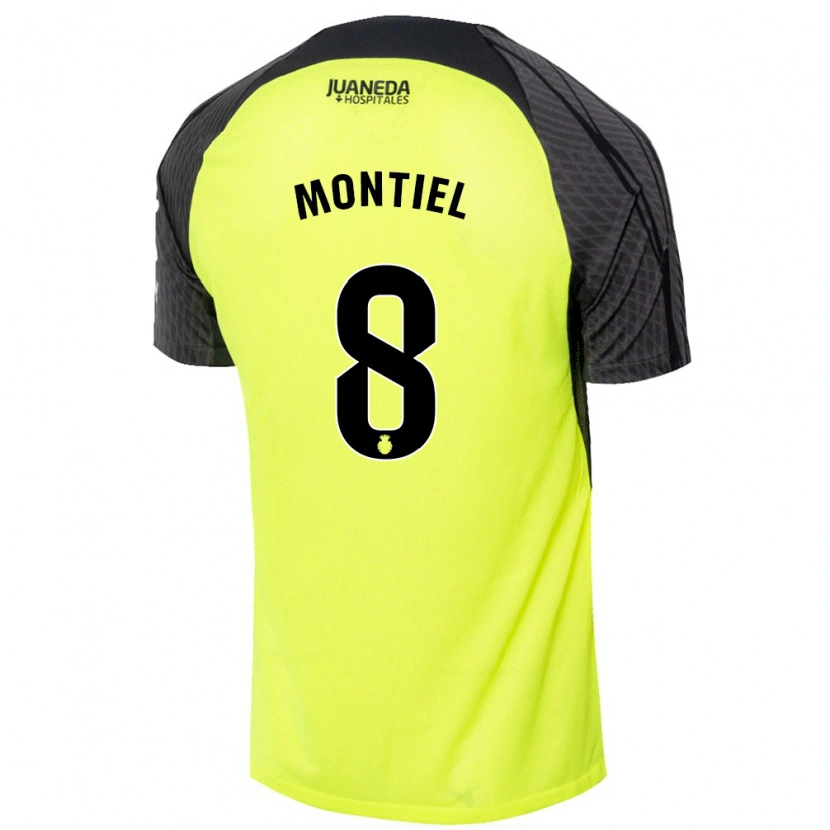 Danxen Hombre Camiseta Luis Montiel #8 Verde Fluorescente Negro 2ª Equipación 2024/25 La Camisa