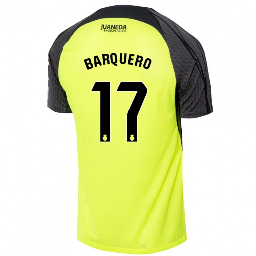 Danxen Hombre Camiseta Adrián Barquero #17 Verde Fluorescente Negro 2ª Equipación 2024/25 La Camisa