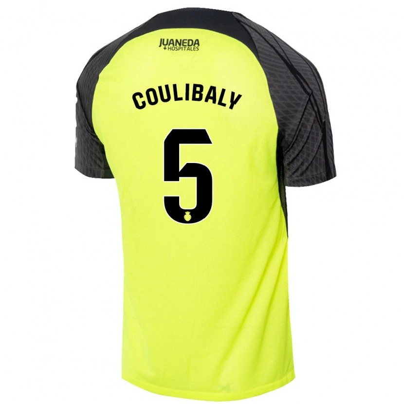 Danxen Hombre Camiseta Habib Anas Coulibaly #5 Verde Fluorescente Negro 2ª Equipación 2024/25 La Camisa