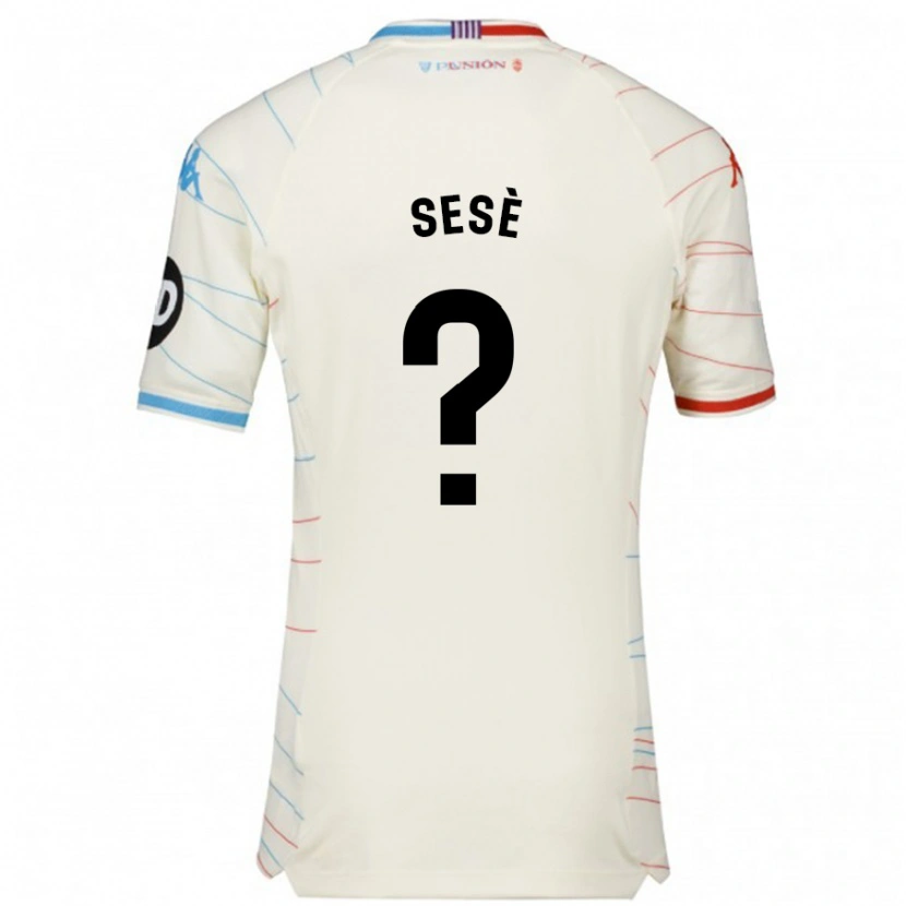 Danxen Hombre Camiseta Mario Sesè #0 Blanco Rojo Azul 2ª Equipación 2024/25 La Camisa