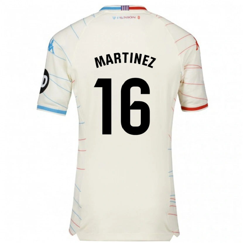 Danxen Hombre Camiseta Jesús Martínez #16 Blanco Rojo Azul 2ª Equipación 2024/25 La Camisa