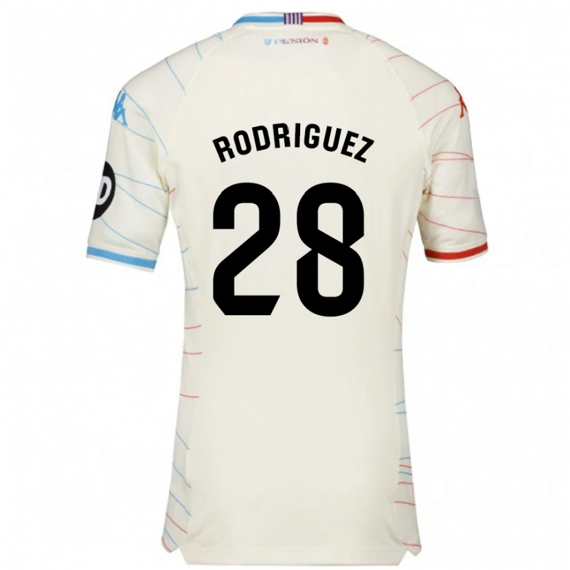 Danxen Hombre Camiseta Yago Rodríguez #28 Blanco Rojo Azul 2ª Equipación 2024/25 La Camisa