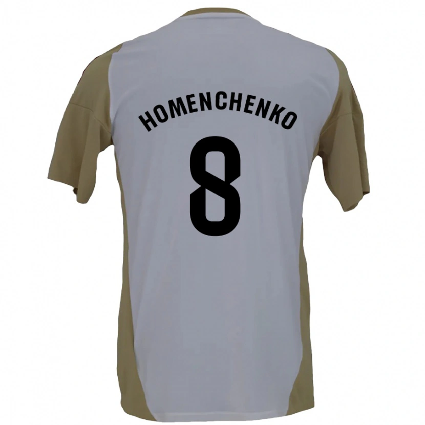 Danxen Hombre Camiseta Santiago Homenchenko #8 Marrón Blanco 2ª Equipación 2024/25 La Camisa