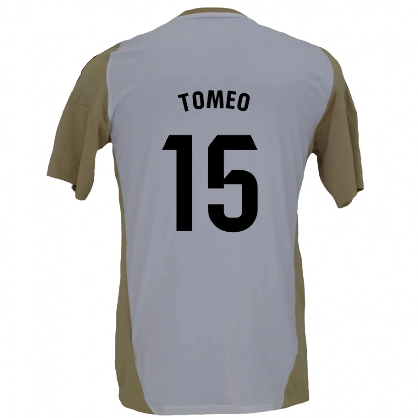 Danxen Hombre Camiseta Pablo Tomeo #15 Marrón Blanco 2ª Equipación 2024/25 La Camisa