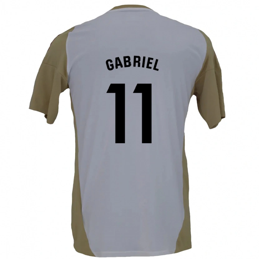 Danxen Hombre Camiseta Sergio Gabriel #11 Marrón Blanco 2ª Equipación 2024/25 La Camisa