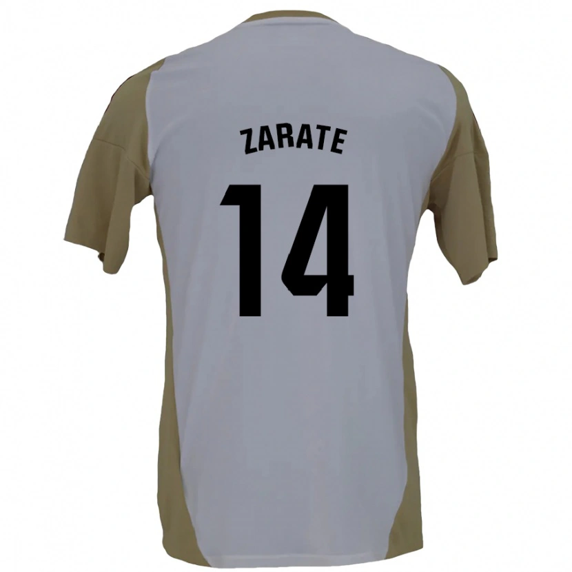 Danxen Hombre Camiseta Hugo Zárate #14 Marrón Blanco 2ª Equipación 2024/25 La Camisa