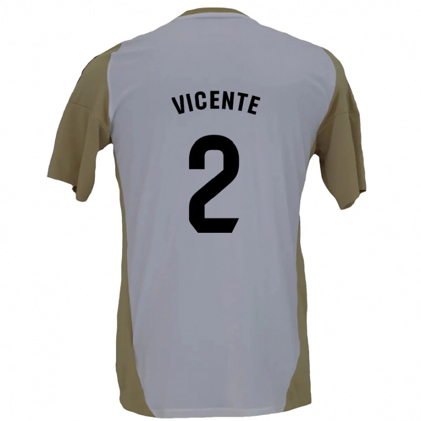 Danxen Hombre Camiseta David Vicente #2 Marrón Blanco 2ª Equipación 2024/25 La Camisa