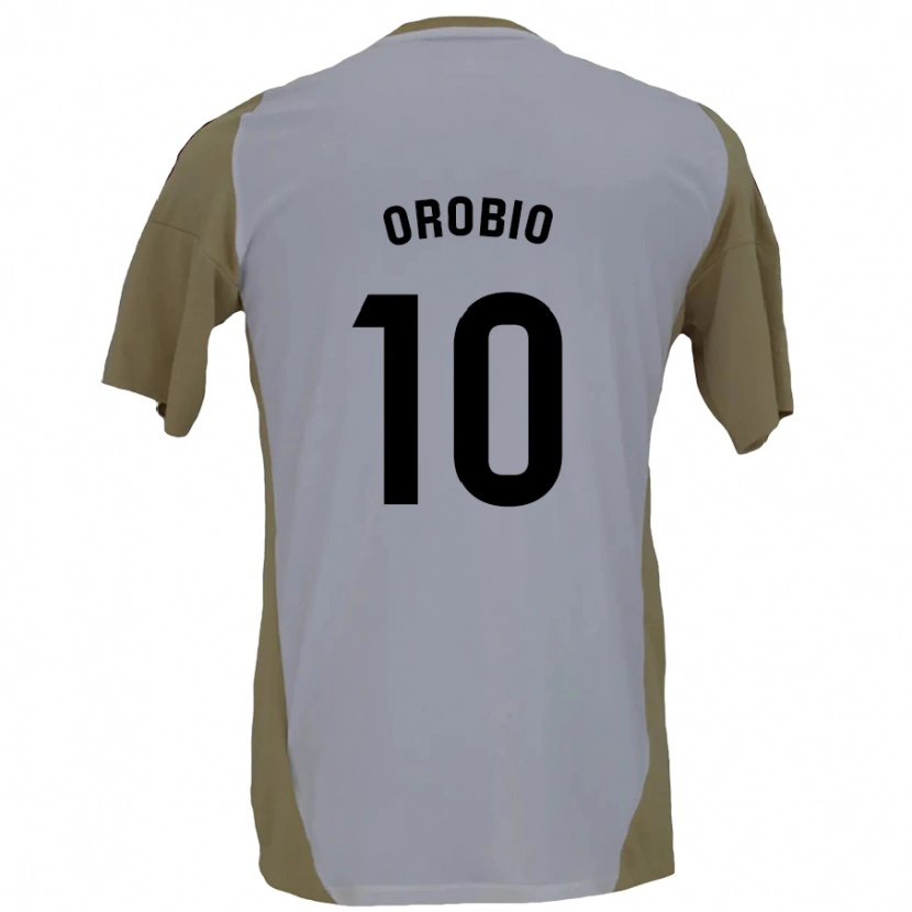 Danxen Hombre Camiseta Ekhiotz Orobio #10 Marrón Blanco 2ª Equipación 2024/25 La Camisa