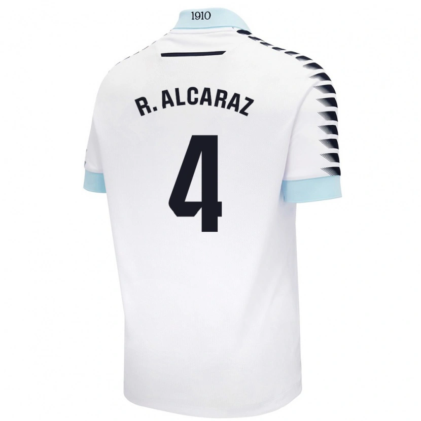 Danxen Hombre Camiseta Rubén Alcaraz #4 Blanco Azul 2ª Equipación 2024/25 La Camisa