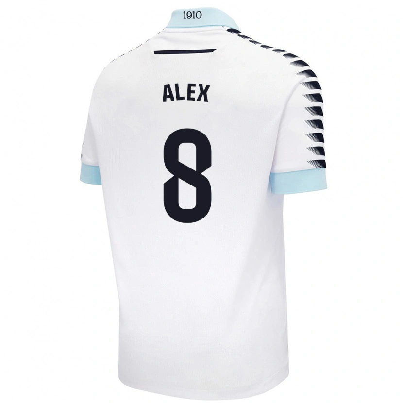 Danxen Hombre Camiseta Álex Fernández #8 Blanco Azul 2ª Equipación 2024/25 La Camisa