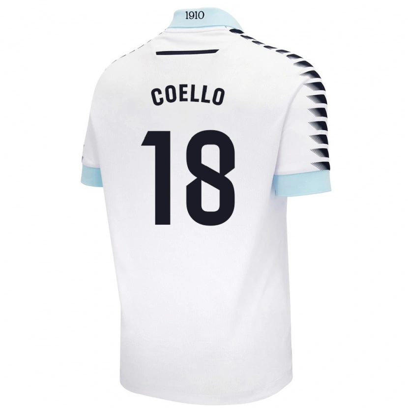 Danxen Hombre Camiseta María Del Carmen Coello Vidal #18 Blanco Azul 2ª Equipación 2024/25 La Camisa