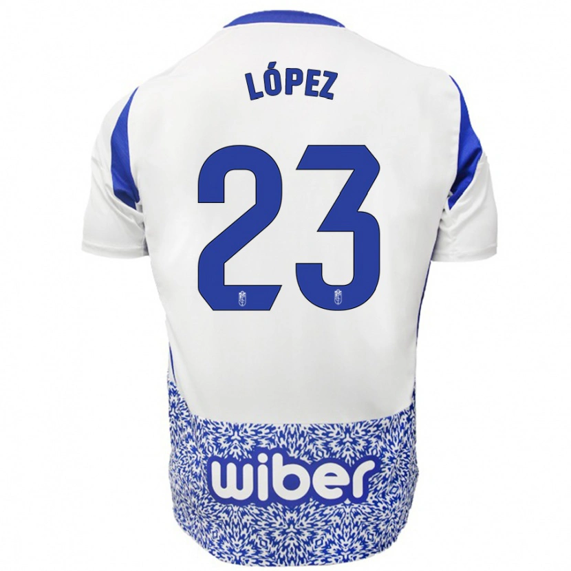 Danxen Hombre Camiseta Diego López #23 Blanco Azul 2ª Equipación 2024/25 La Camisa