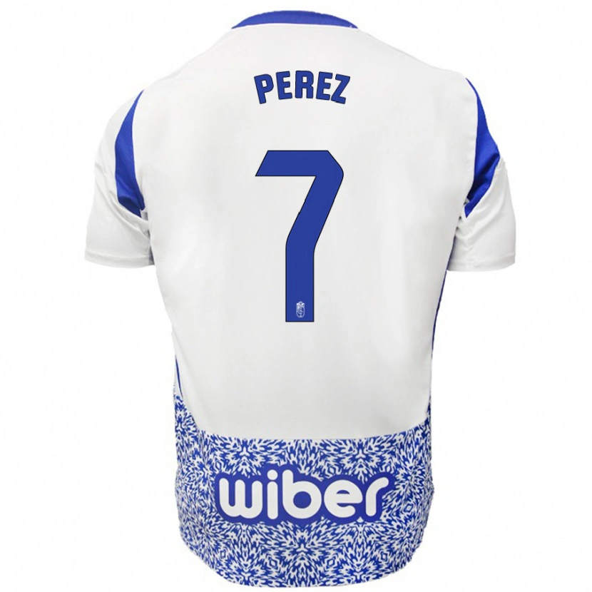 Danxen Hombre Camiseta Laura Pérez #7 Blanco Azul 2ª Equipación 2024/25 La Camisa