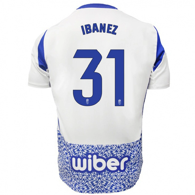 Danxen Hombre Camiseta Alba Ibáñez #31 Blanco Azul 2ª Equipación 2024/25 La Camisa