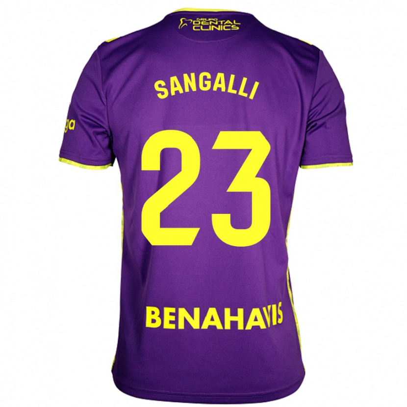 Danxen Hombre Camiseta Luca Sangalli #23 Púrpura Amarillo 2ª Equipación 2024/25 La Camisa