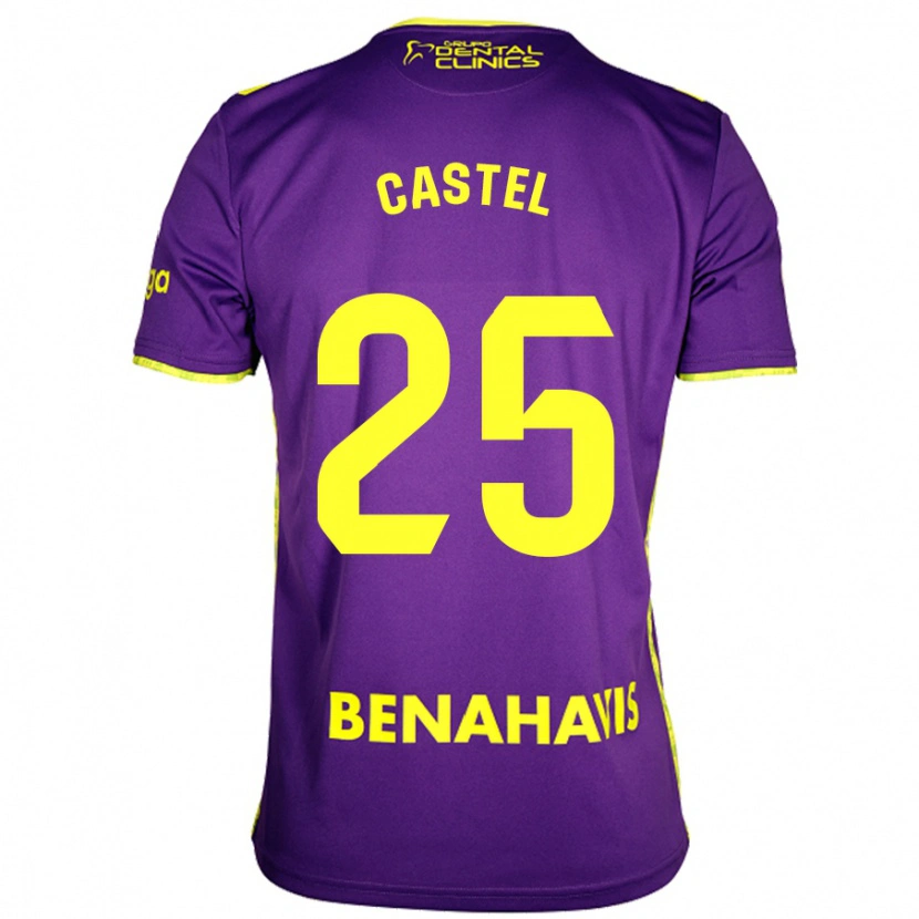 Danxen Hombre Camiseta Sergio Castel #25 Púrpura Amarillo 2ª Equipación 2024/25 La Camisa