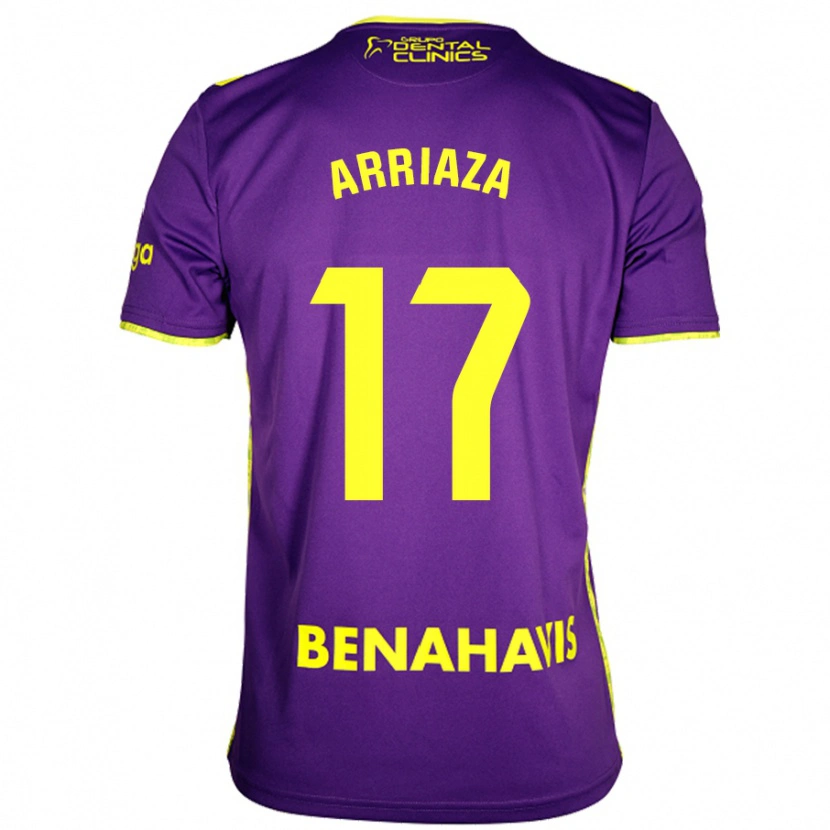 Danxen Hombre Camiseta Pablo Arriaza #17 Púrpura Amarillo 2ª Equipación 2024/25 La Camisa